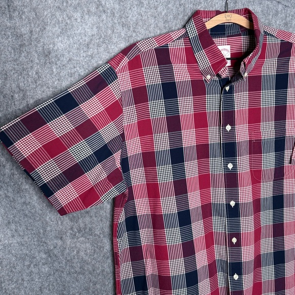 Brooks Brothers Men's Madison Fit Plaid Button-Down Short-sleeve Shirt- Sz L - Picture 4 of 7